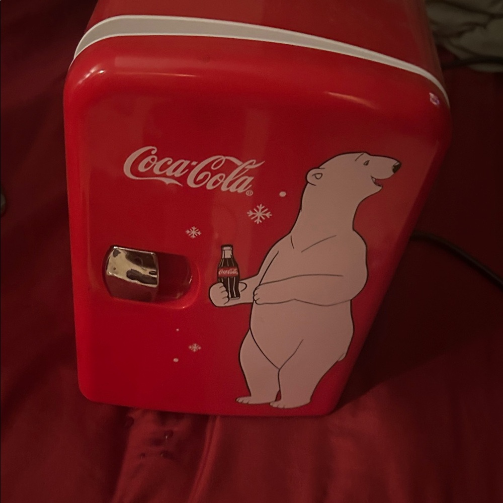 Coca-Cola Red Mini Fridge with Polar Bear Graphic